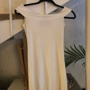 Reformation White ribbed mini dress